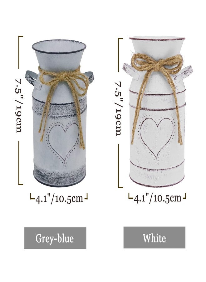 Soyizom Shabby Chic Milk Can with Heart-Shaped and Rope Design French Farmhouse Wedding Decor Vase Metal Flowers Pitcher Vases Galvanized Can Tin Pot Rustic Bucket Primitive Jug for Decorative Holder - Image 4